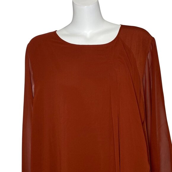 Susan Graver Liquid Knit Tunic Womens Size 3X Chiffon Sleeves Popover A36775 - Picture 2 of 7